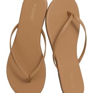 Taupe Women’s Vegan Leather Memory Foam Flip Flops